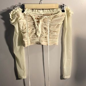 TIGERMIST ruffled crop top tie up size small